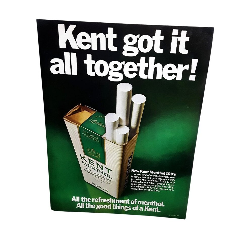 1970 Kent Menthol Cigarettes Vintage Print Ad Retro Tobacco Wall Art